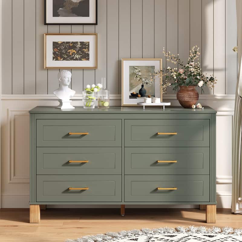 6-Drawer Double Dresser Modern Storage Cabinet