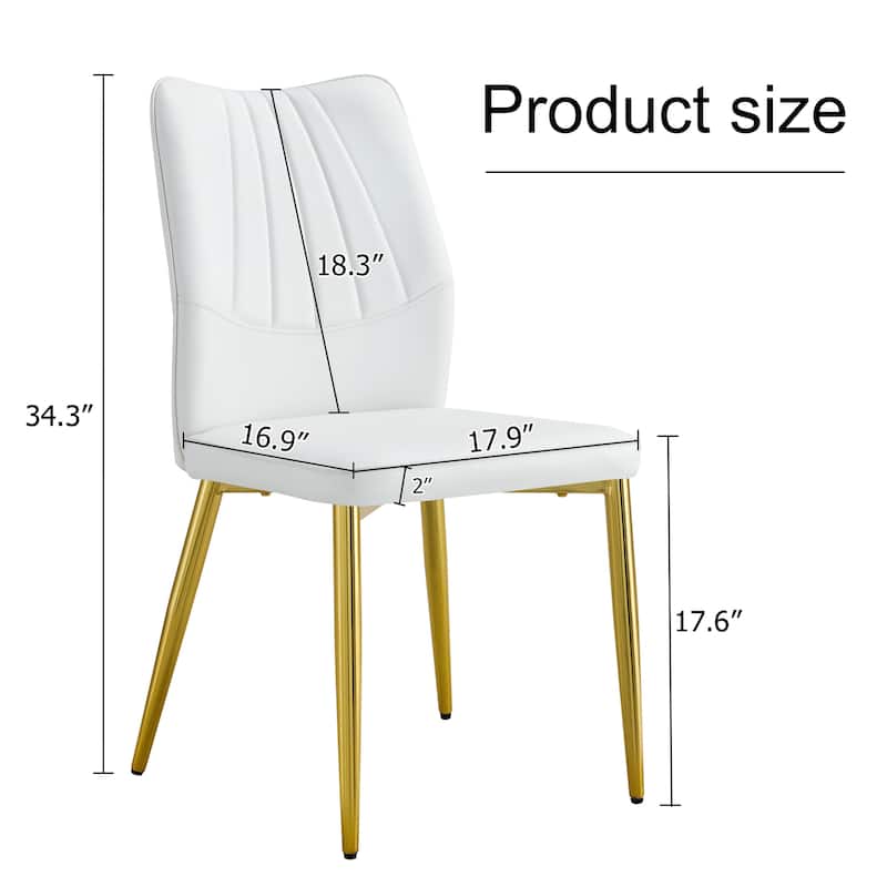 Set of 4 Medieval Modern PU Dining Chair,with soft cushion and metal legs(silver/golden)