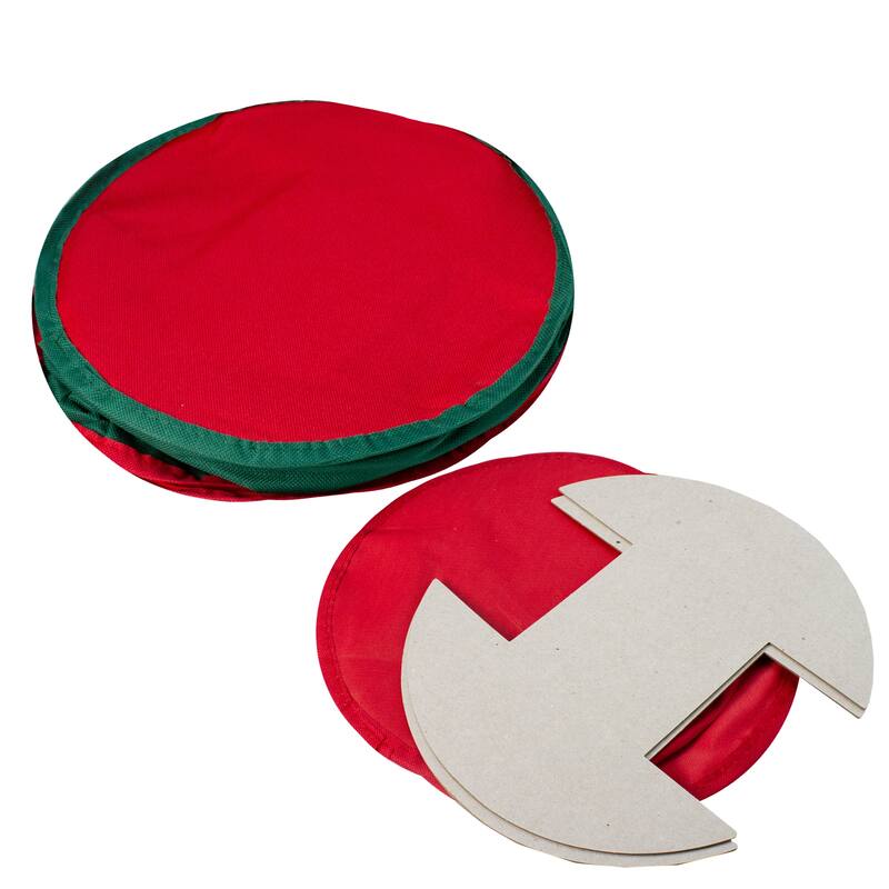 12" Red and Green Christmas Light Storage Organizer with Clear Window