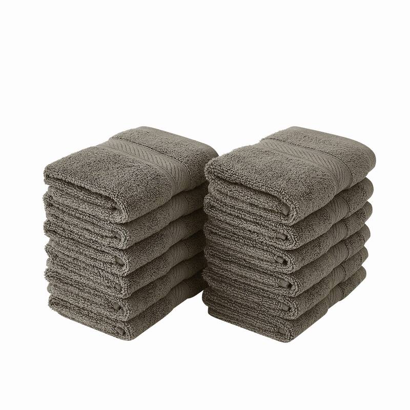 Royal Velvet Regal Plush Towel Collection - 12 Wash Cloths - Dark Grey