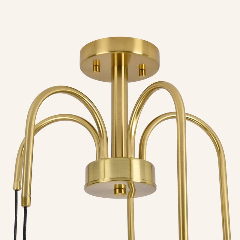 5-Light Sputnik Semi Flush Mount - Brass