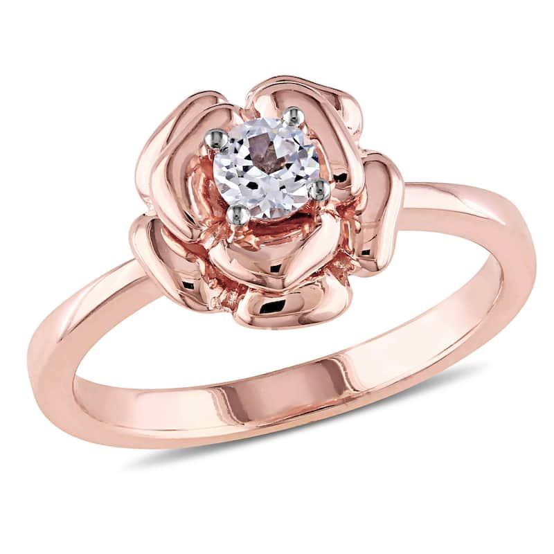 Miadora Rose-plated Silver Created White Sapphire Flower Ring