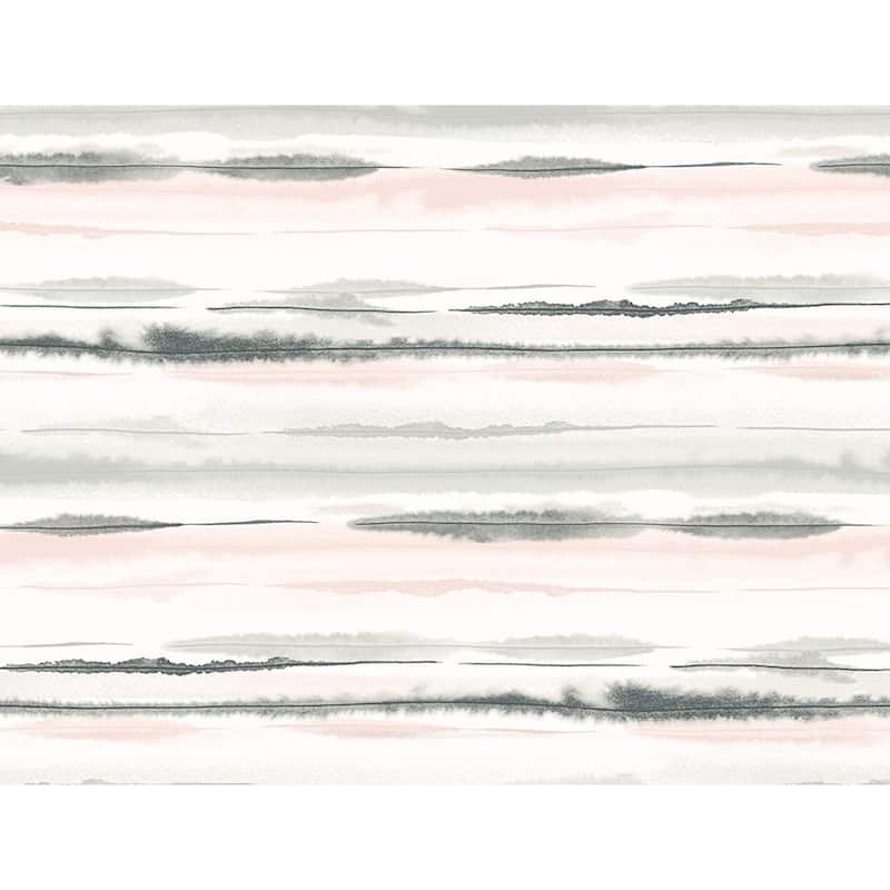 Luxe Haven Horizon Stripe Peel and Stick Wallpaper - 27 in. W x 18 ft. L - Pink Sunset
