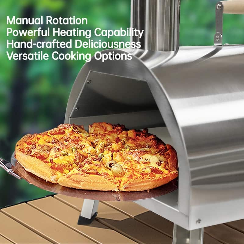 12" Semi-Automatic Rotatable Pizza Ovens with Built-in Thermometer Pizza Cutter Carry Bag