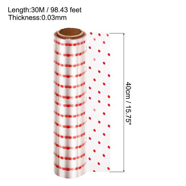 Cellophane Wrap Roll Wrapping Paper Red Polka Dots 98ft x 16in 2.5 Mil, Clear Bed Bath