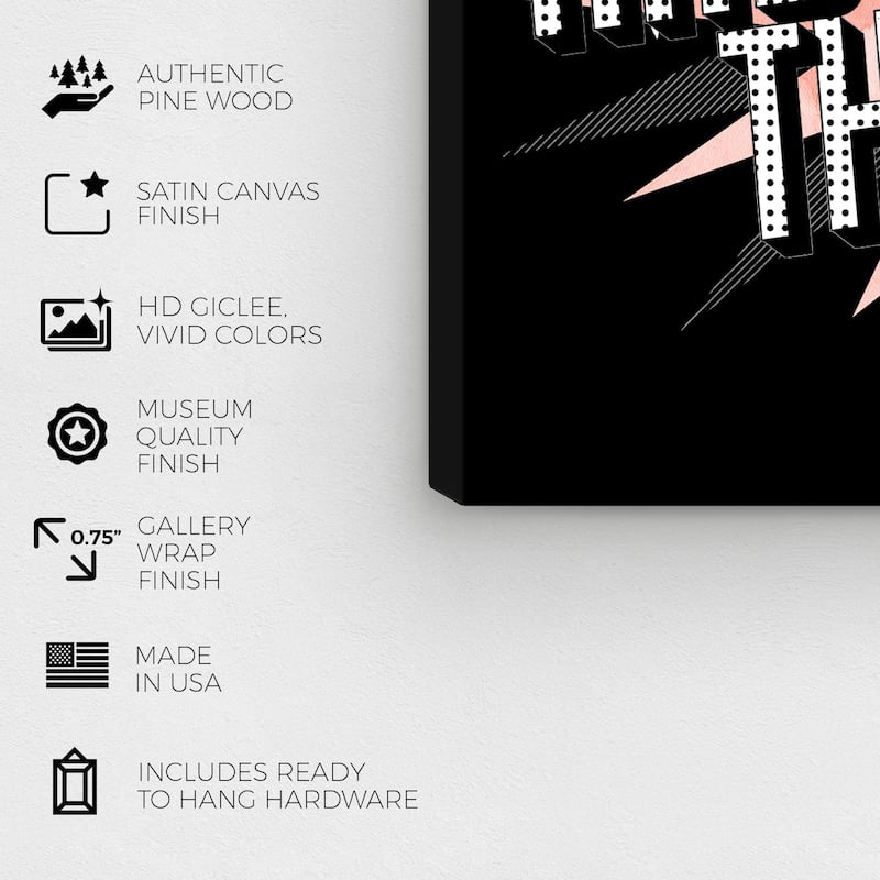 Wynwood Studio Prints Typography and Quotes That's the Tea Pow Black and Pastel Pink Modern & Contemporary Wall Art Canvas Print