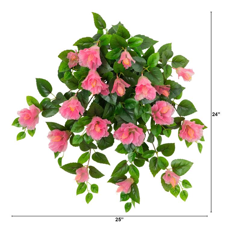 24-in UV Resistant Artificial Hibiscus Hanging Plant - Set of 2