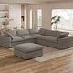 preview thumbnail 16 of 66, Large Down Filled Corner Sectional Sofa Couch with Ottoman for Living Room Set Linen Cloud Sectional Couches Grey