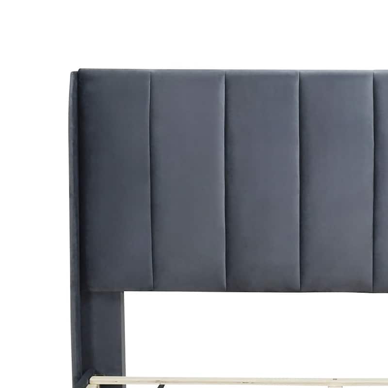 Classic Velvet Upholstered Platform Bed with Centre Support Legs