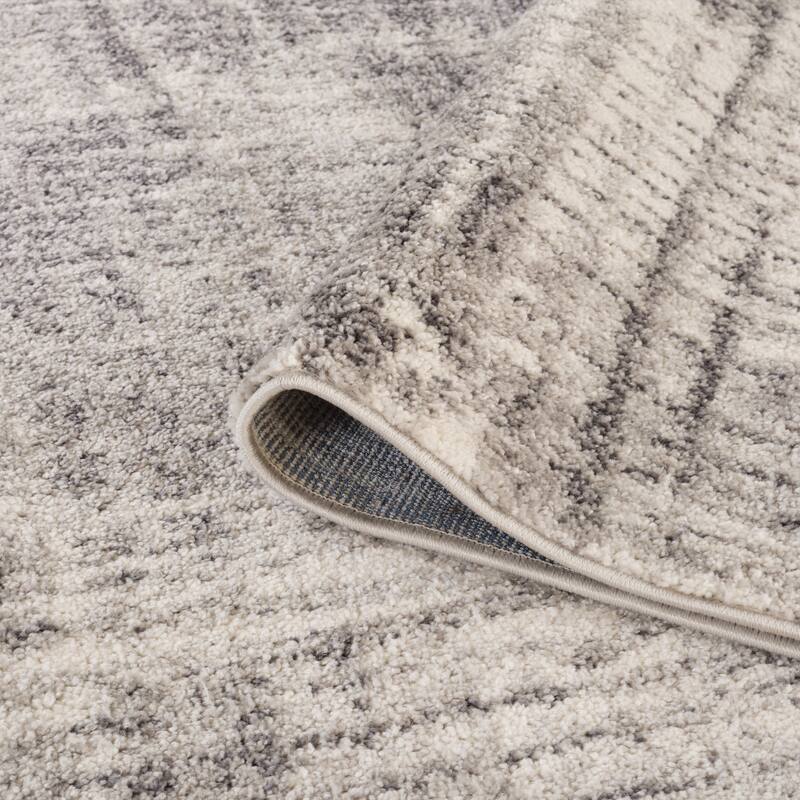 Avant Cream and Gray Abstract Power-Loom Area Rug 2' x 3'