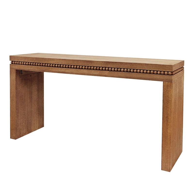 64" Rustic Wood Console Table - Elegant Entryway Table with Decorative Beaded Trim