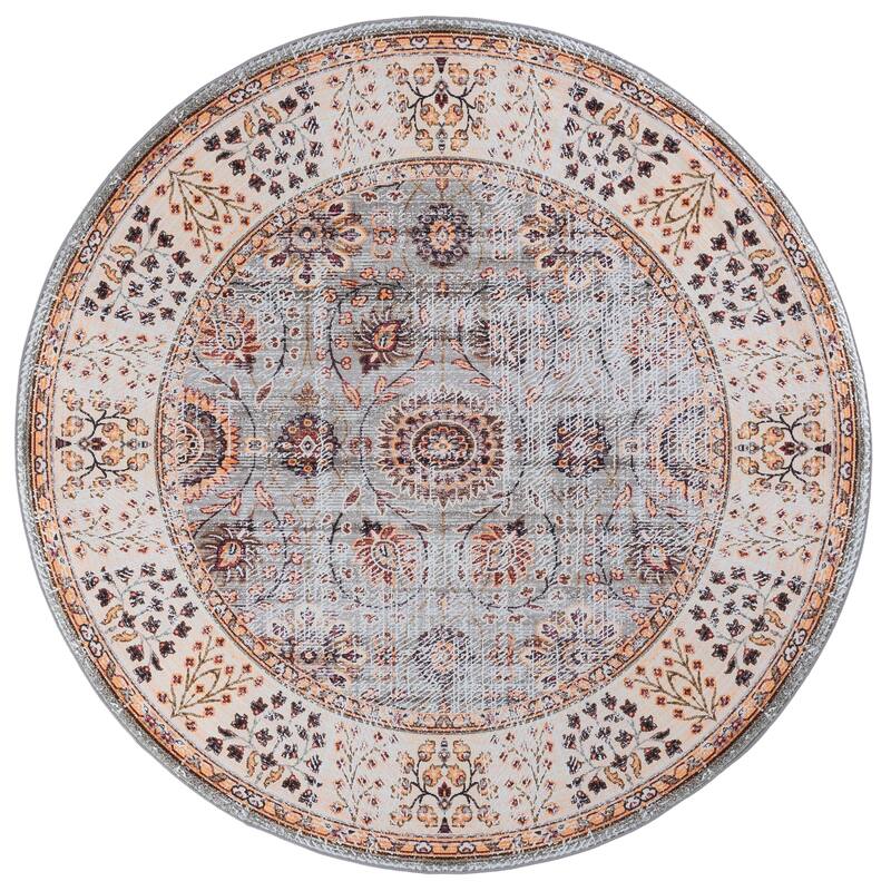 SAFAVIEH Tucson Villar Transitional Rug - 6' Round - Grey Green/Beige