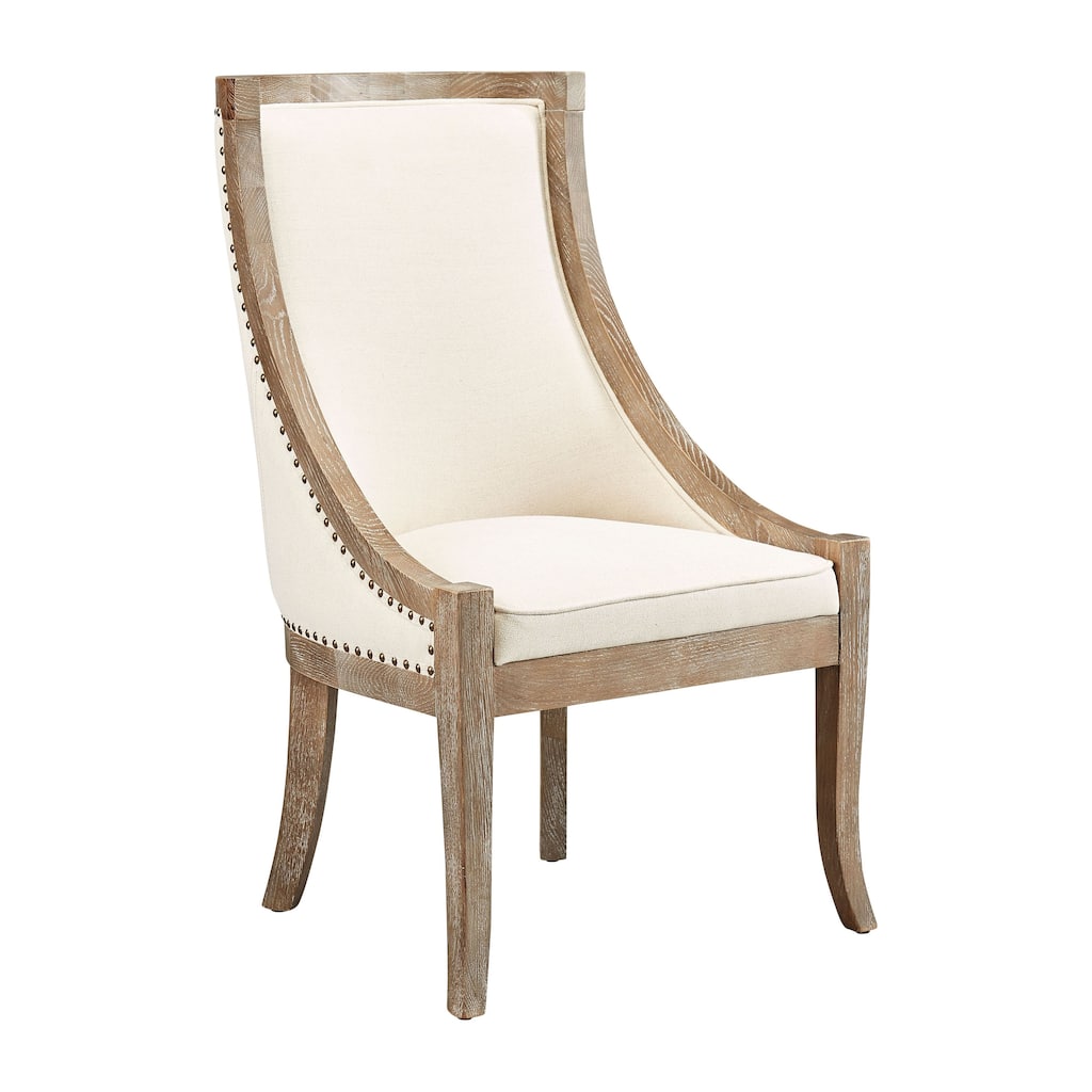 Furniture Classics Ladysmith Linen & Oak Scoop Chair with Nailhead Accents