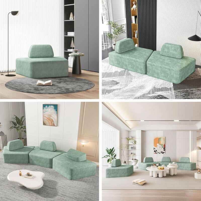 WOWMAX Curved Sofa Oversized Curved Sectional Couch Modular Sectional Sofa Couches For Living Room Apartment Small Spaces