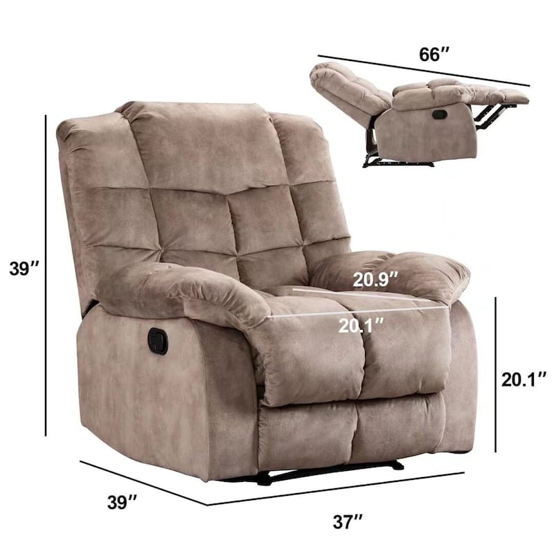 Manual Recliner Overstuffed Breathable Fabric Sofa for Living Room
