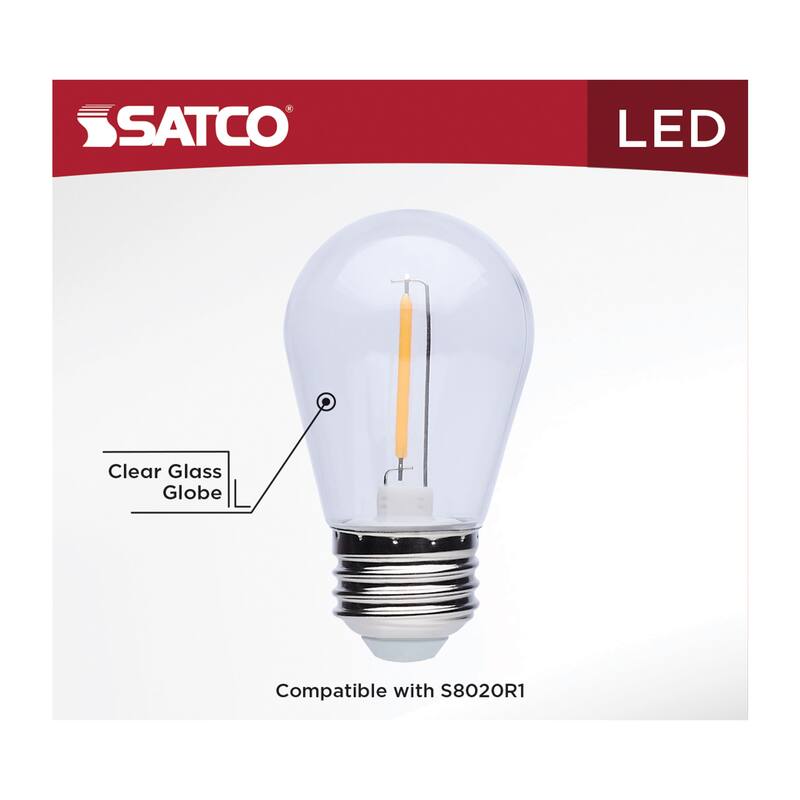 S14 LED String Light Replacement Lamp Medium Base 2700K Clear 4-Pack