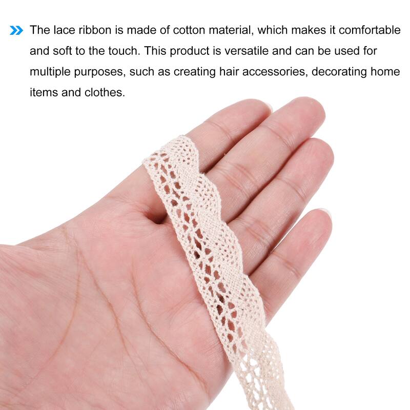 Lace Ribbon 0.79 Inch Cotton Lace Trim Beige Style 6