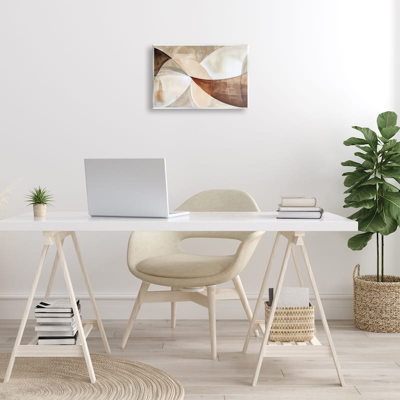 Stupell Curved Neutral Tones Abstraction Wall Plaque Art Design By LSR Creative Studio