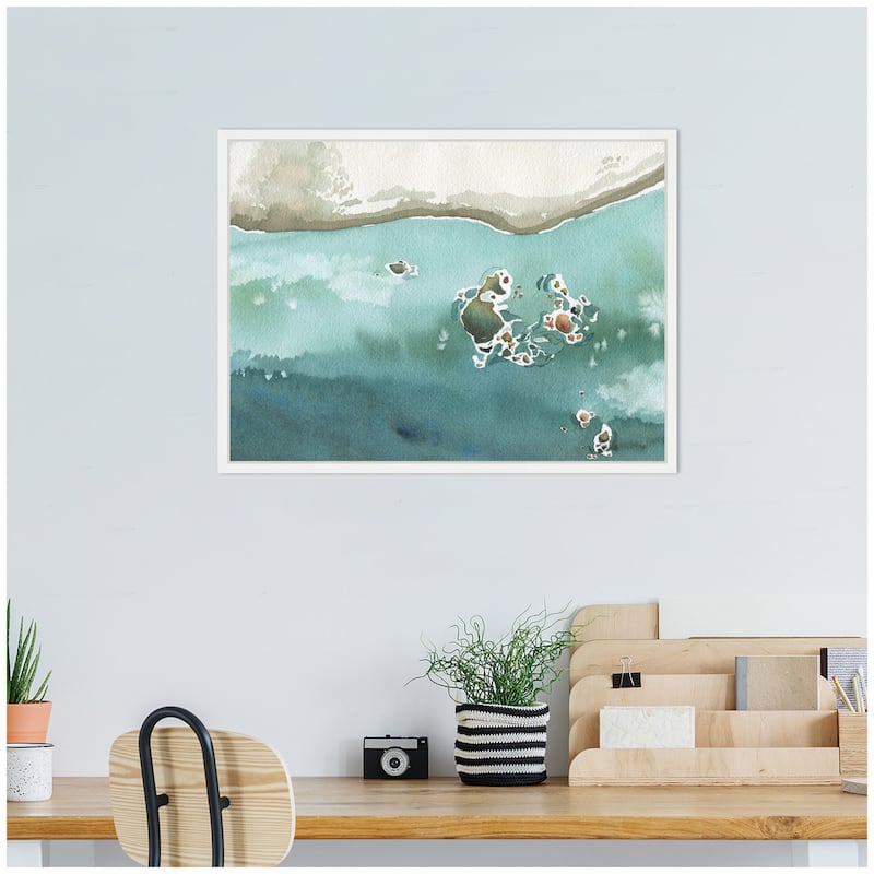 Kate and Laurel Sylvie Rocky Shores Framed Canvas by Janet Meinke-Lau