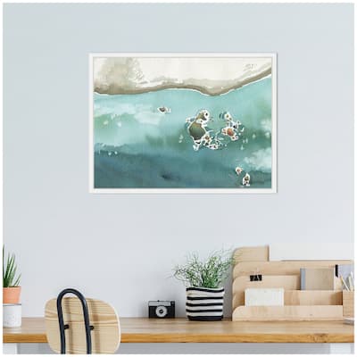 Kate and Laurel Sylvie Rocky Shores Framed Canvas by Janet Meinke-Lau