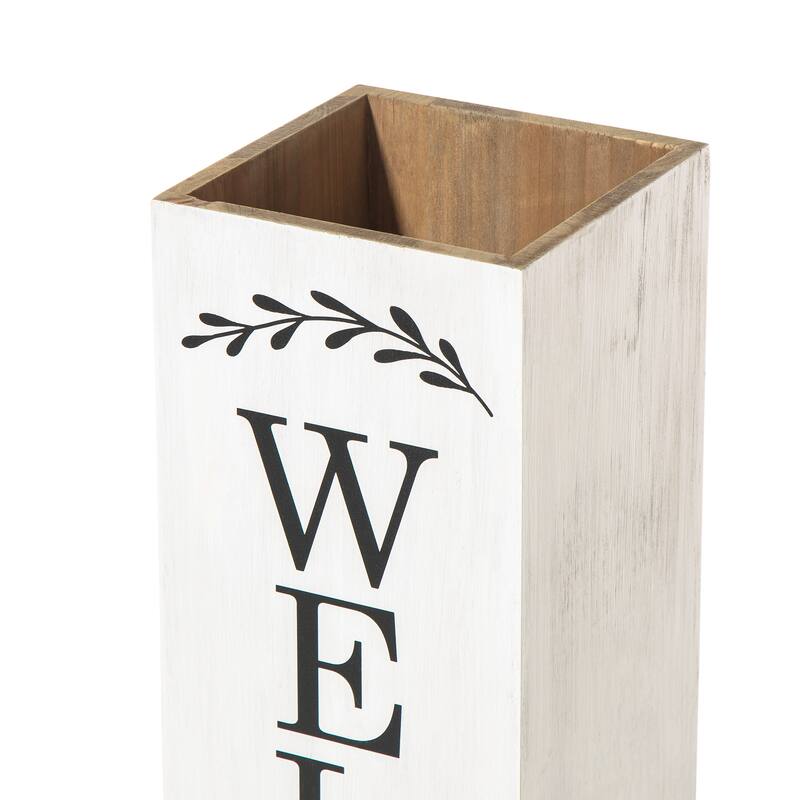 30"H Wooden Welcome Porch Sign Rustic Double Sided Box-shaped "WELCOME, Home" Planter for Front Porch Decor by Glitzhome