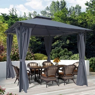 10x10 Ft Outdoor Patio Garden Gazebo Tent With Curtains - Bed Bath ...