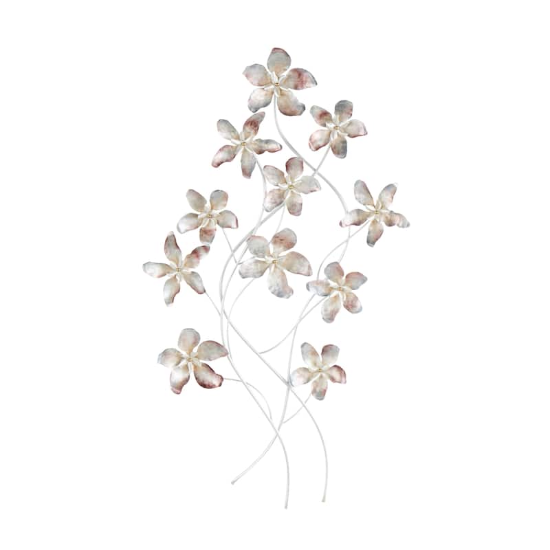 Metal Floral Home Wall Decor with Silver Stems - Multi Colored - Roche River Decor