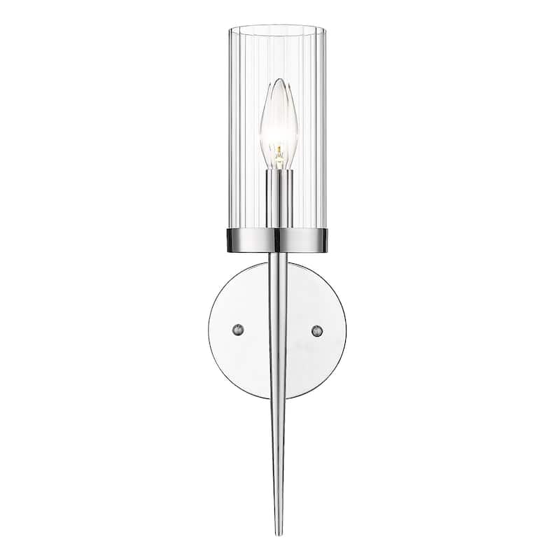 1-Light Chrome Iron Wall Sconce With A Clear Glass Shade