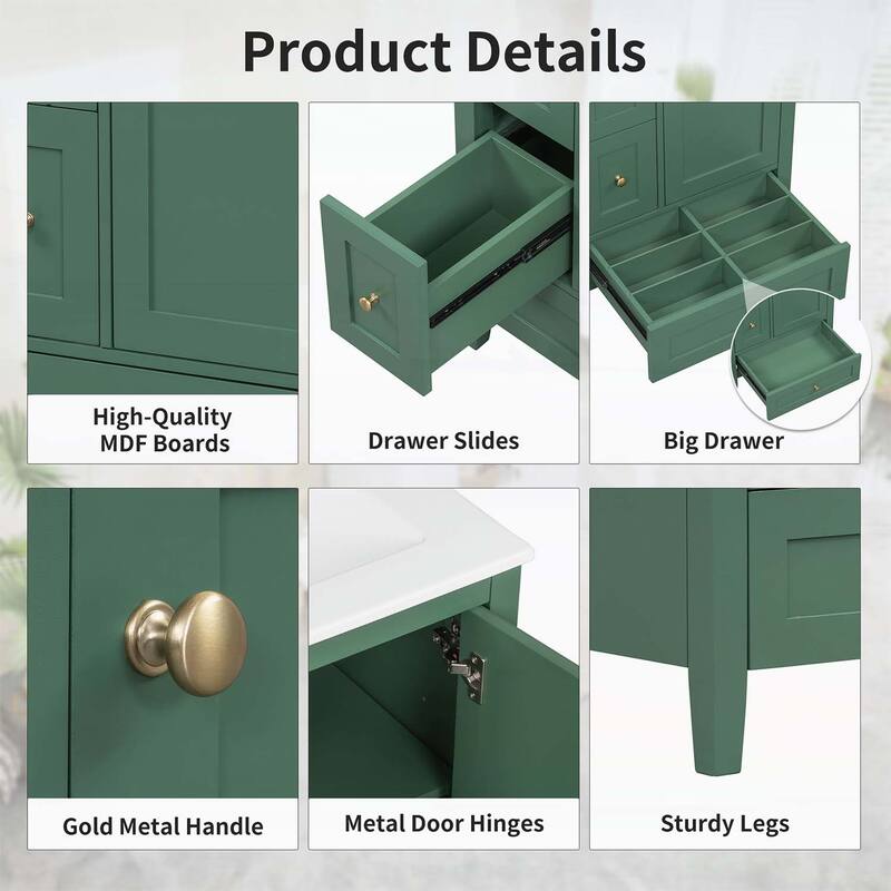 24-Inch Bathroom Vanity with Storage,Adjustable Shelf