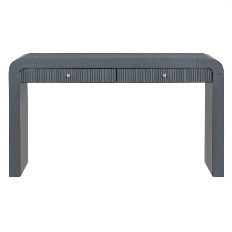 Console Table with Fluted Drawer Front, Entryway Table with Curved Corners , Sturdy Sofa Table for Hallway & Living Room