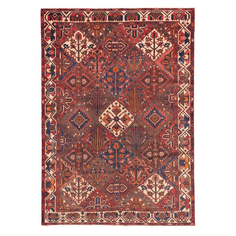 ECARPETGALLERY Hand-knotted Kayseri Vintage Dark Red Wool Rug - 7'0 x 9'11