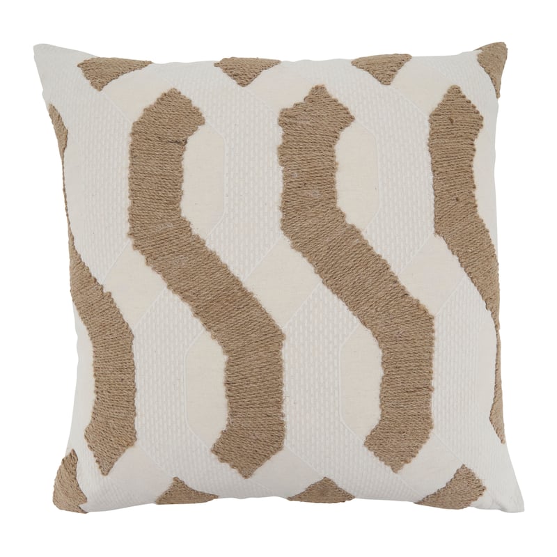 Textured Jute Stripe Throw Pillow - Woven Neutral Accent for Sofa, Bed & Layered Styling - Natural - 20"x20" - Polyester