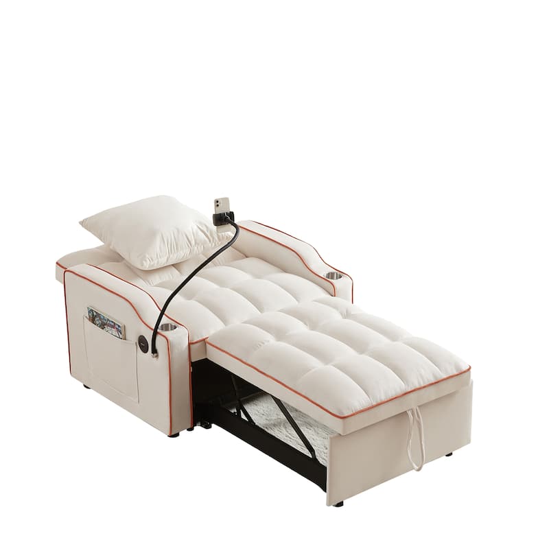 GDFStudio - Flora Modern 3-in-1 Convertible Sleeper Chair Sofa Bed, Adjustable Pull-Out Sofa with Storage