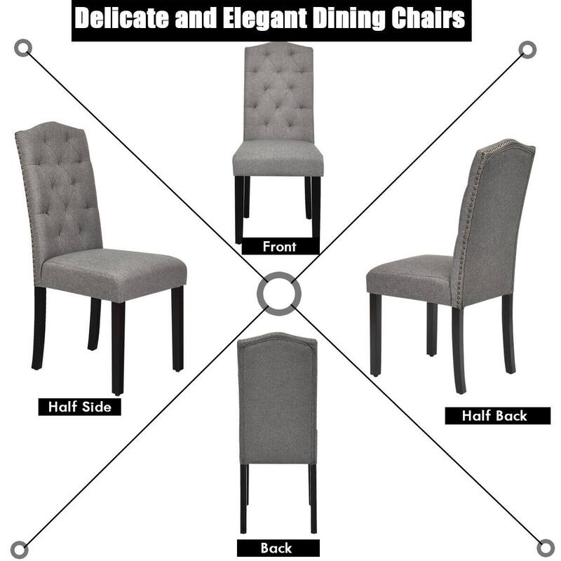 Gymax Set of 4 Tufted Dining Chair Upholstered w/ Nailhead Trim & - See Details