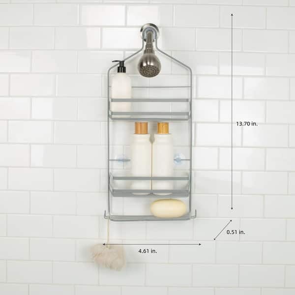 Bath Bliss Cottage Collection Deluxe Shower Caddy in Grey 10.5"x 4.6