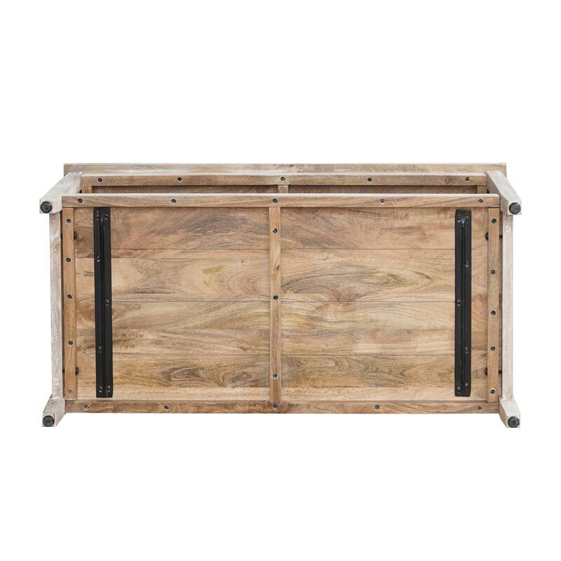 Whitman Light Brown Handmade Wood Coffee Table with Storage Shelf, 26"W x 48"L x 18"H by Sevita - 26"W x 48"L x 18"H