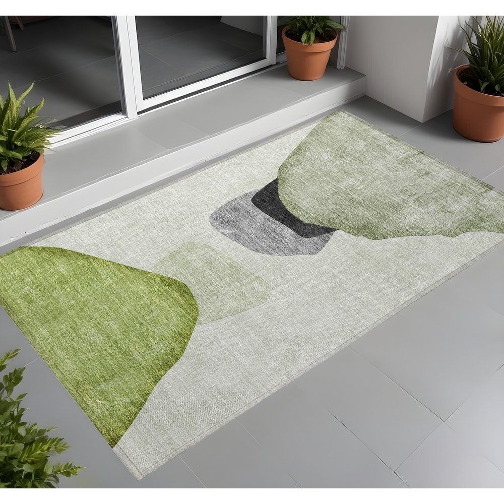 Allone Modern Art-Inspired Weather Resistant Blended Style Outdoor Rug