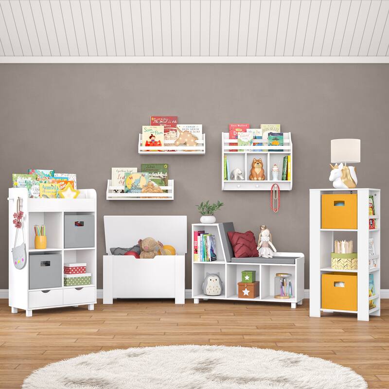 RiverRidge Kids Book Nook Toddler Bookshelf Set for Living Room and Playroom Storage - 2pc- White