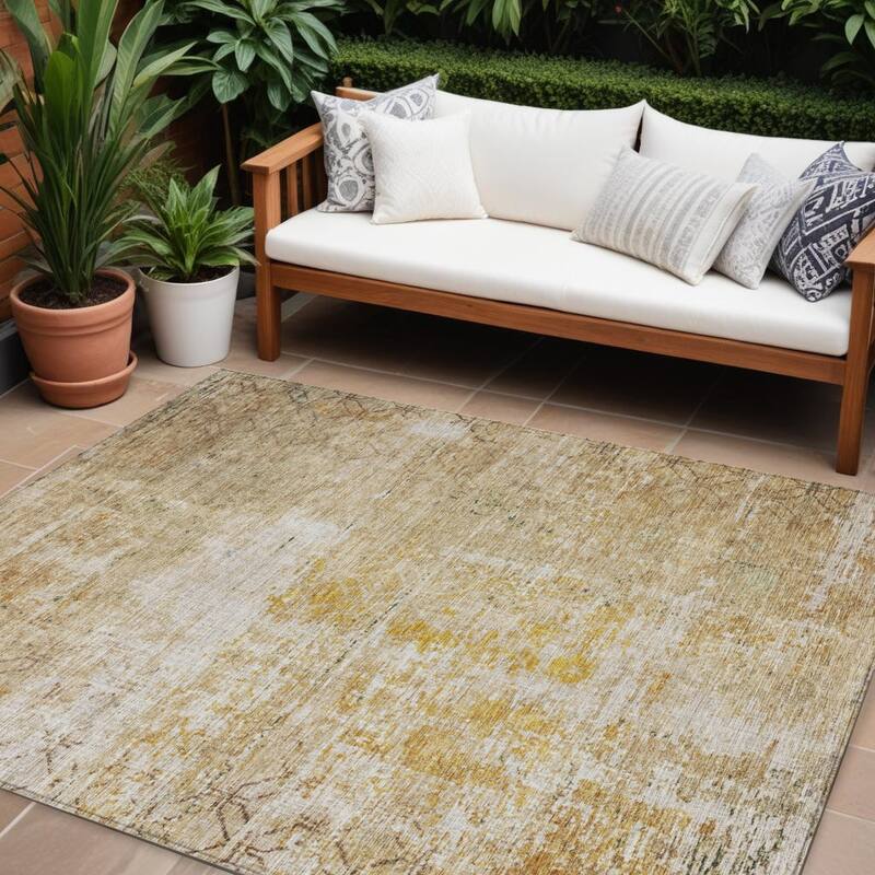 HomeRoots Geometric Transitional Rectangle Outdoor Rug - 9' X 12'
