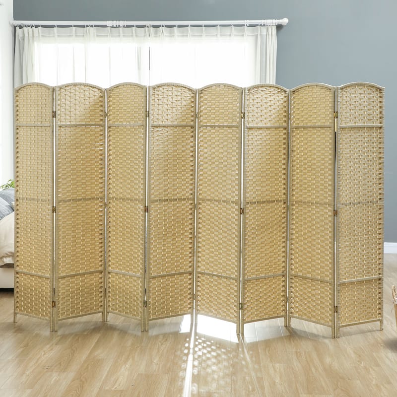 HOMCOM Room Divider, 8 Panel Folding Privacy Screen, 5.6' Tall Freestanding Wall Partition