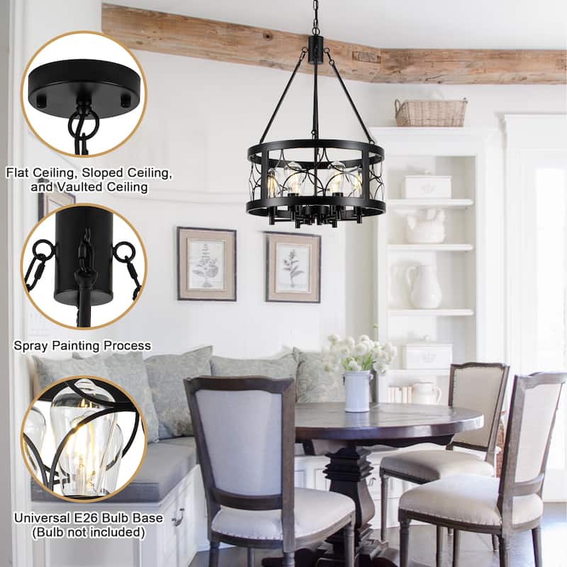 19.68-inch Retro Elegant 6-Light Metal Chandelier with Adjustable Height