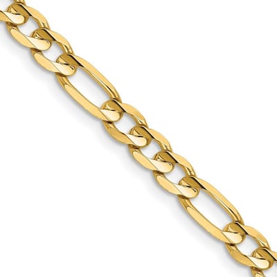 Curata 14k Yellow Gold Solid Polished 5.25mm Concave Open Figaro Chain Bracelet Lobster Claw