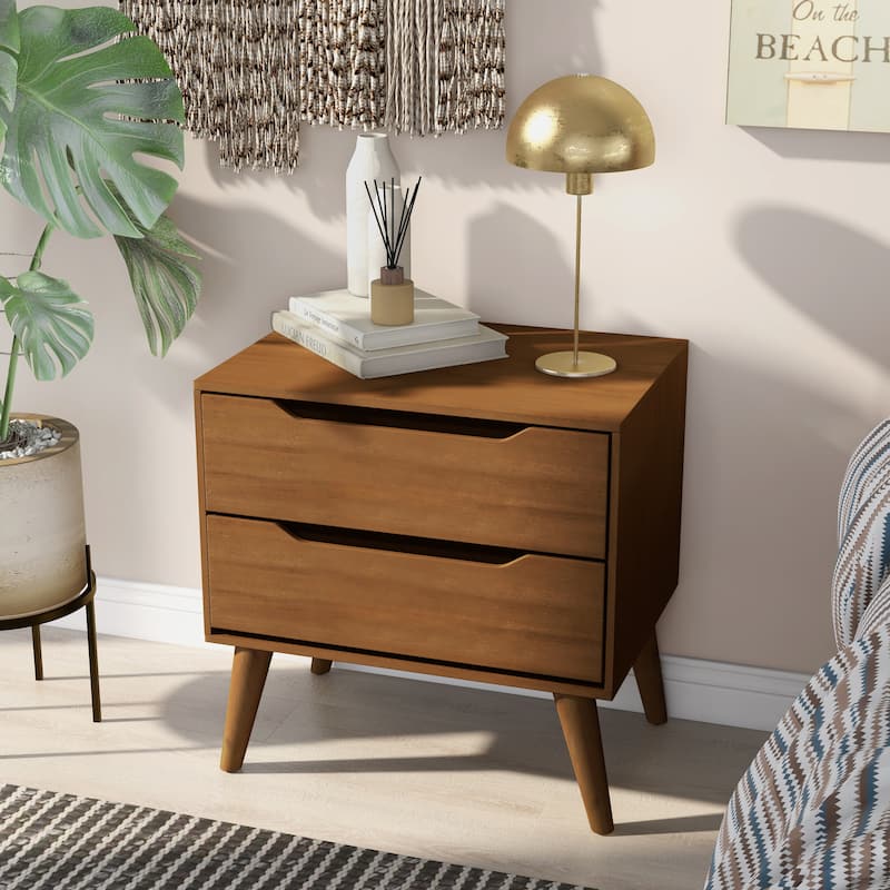 Bodo Mid-century Modern Wood 2-Drawer Nightstand by Carson Carrington