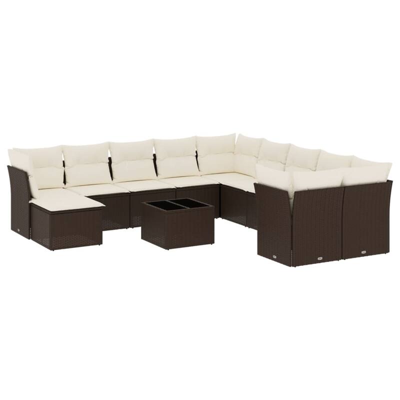 vidaXL Garden Sofa Set Brown PE Rattan Large Modular Garden Sofa Set - 21.7 x 21.7 x 14.6