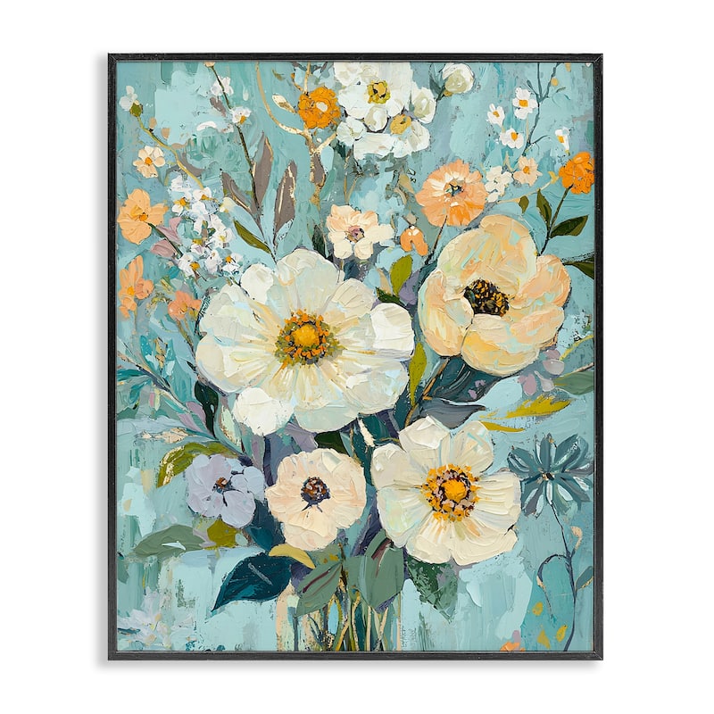 Stupell Mixed Cream Flowers Arrangement Framed Giclee Art Design By Franklyn Gregory - 24 x 30 - Black