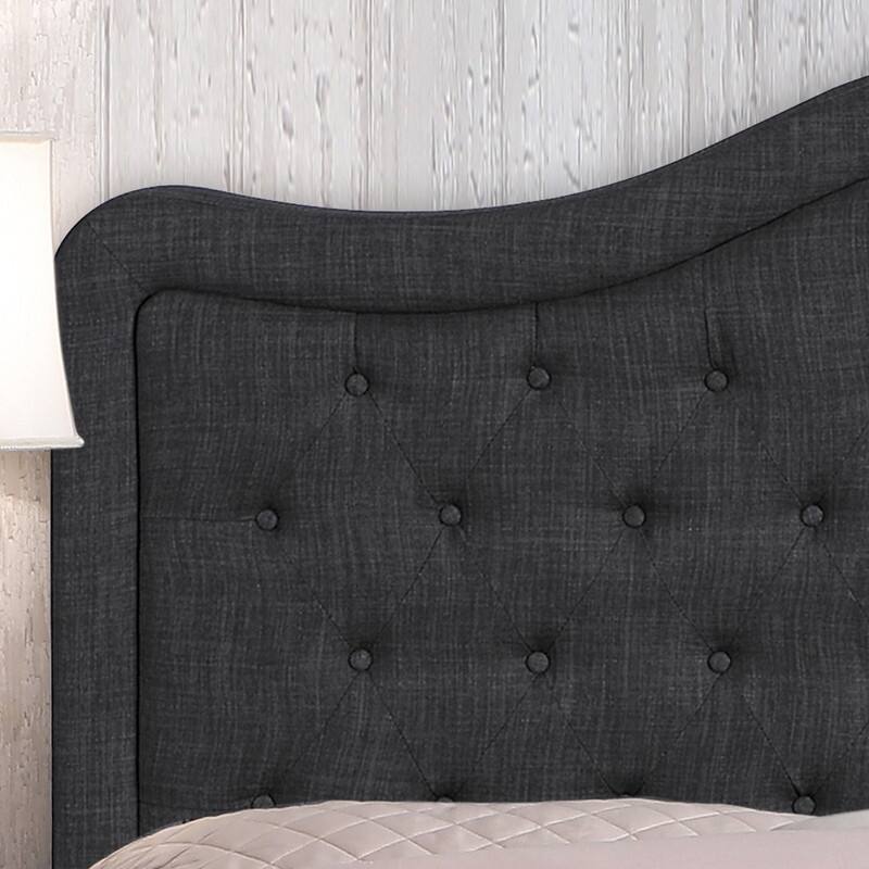 Moser Bay Adella Linen Upholstered Waved Top Tufted Bed