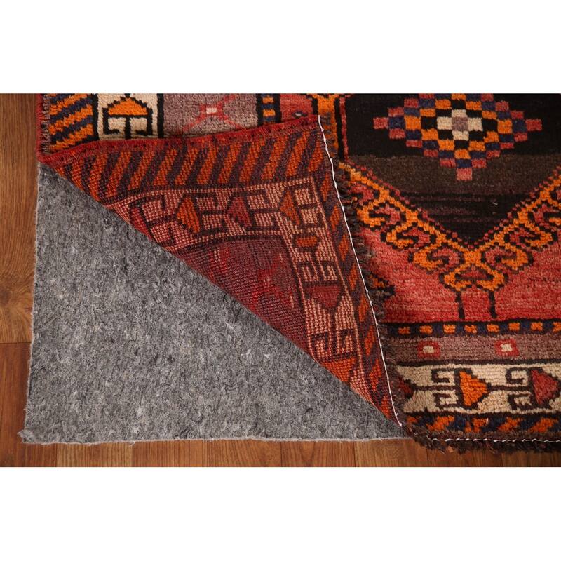 Geometric Orange Shiraz Persian Vintage Rug Hand-knotted Wool Carpet - 4'11"x 7'11"