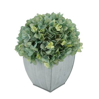 Faux Hydrangea in Farmhouse Tapered Zinc Cube