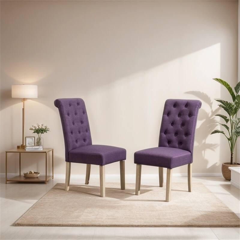 Solid Wood Tufted Parsons Dining Chair,Set of 2