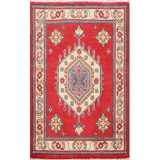 Geometric Super Kazak Oriental Area Rug Wool Handmade Red Carpet - 2'1 ...